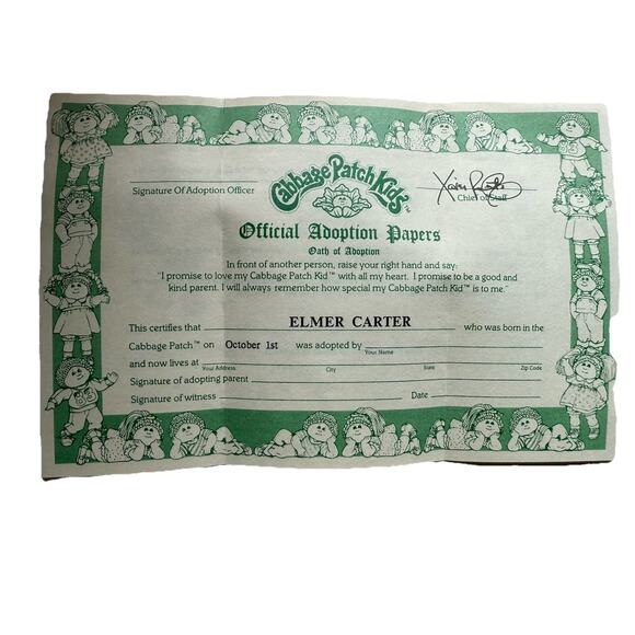 RARE! Vintage Cabbage Patch Kids Doll 1985 "Elmer Carter” w/ Birth Certificate - Picture 13 of 15